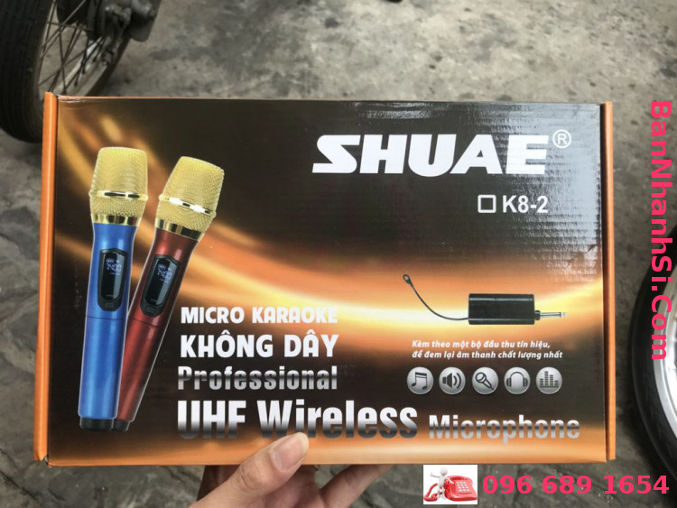 Micro Bộ 2 micro không dây UHF SHUAE K8-2 chính hãng1