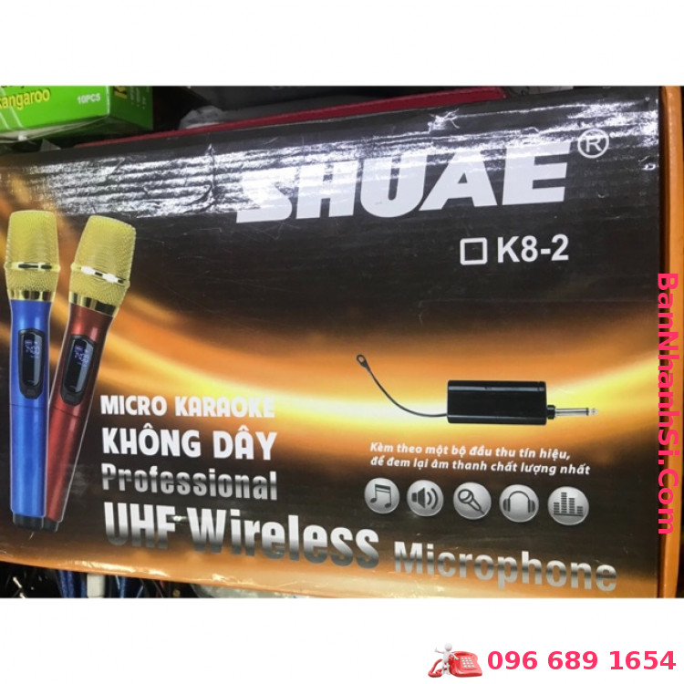 Micro Bộ 2 micro không dây UHF SHUAE K8-2 chính hãng2