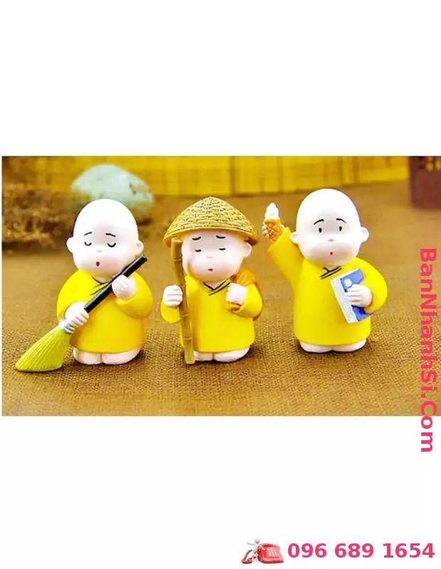 Bộ Tượng 3 Chú Tiểu Áo Vàng (Tịnh Tâm - Trí Tuệ - Hành Động)2